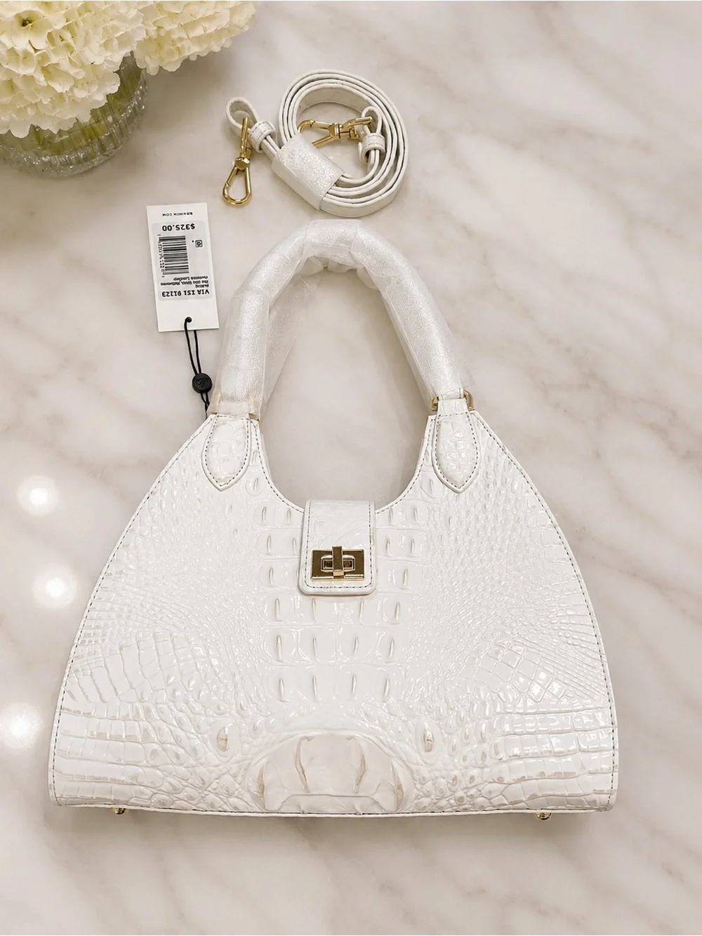 NWT Brahmin Adrian in Sea Salt White Satchel